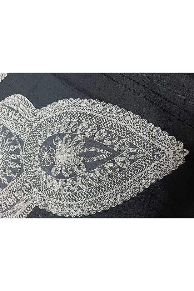 kordonlu işlemeli 3 lü sehpa örtüsü - 2