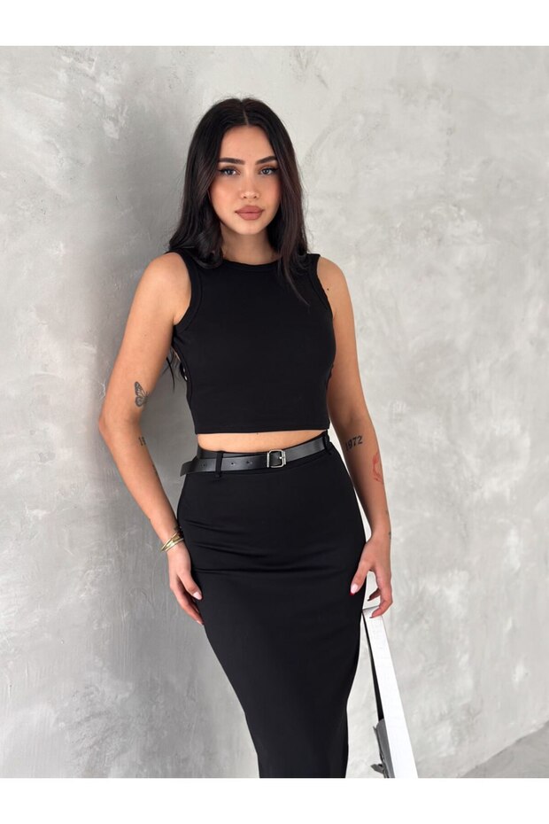 FUSTĂ LUNGĂ MODEL CU TĂVĂSĂ LA SPATE ȘI CUREA - 4