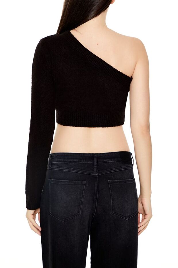 Tek Omuz Triko Crop Bluz - 5