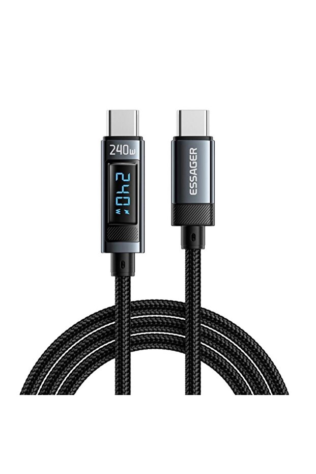 2 Metre 240w Dijital Ekranlı Type-c To Type-c Mega Hızlı Data Şarj Kablosu, Ultra Sağlam Hal - 1