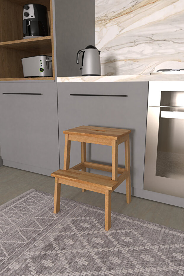 Merdivo Basamaklı Ahşap Tabure - 1