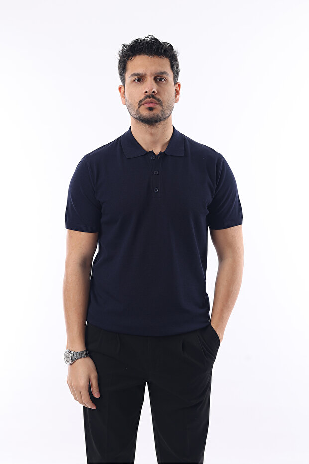 Men's Viscose Mixed Knitted Polo T-Shirt 3 Buttons Flexible and Breathable Quality