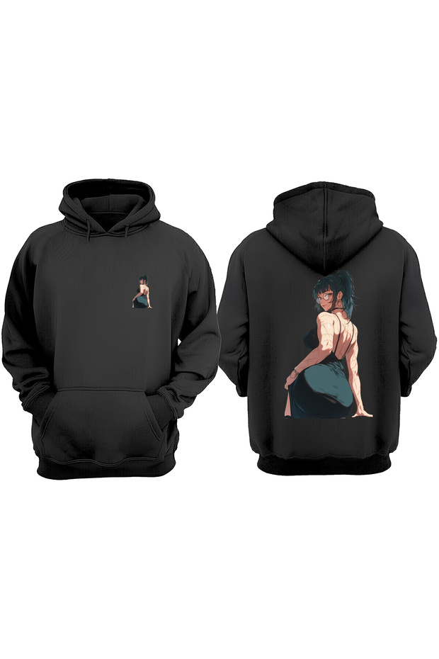 Maki Zenin Jujutsu Kaisen Design Back Printed Black Sweatshirt