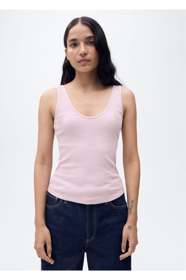 Geniş askılı pamuklu bluz - 1