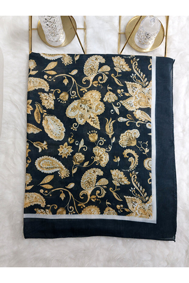 شال قطن ناعم منقوش - 2