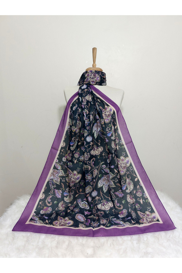 شال قطن ناعم منقوش - 1