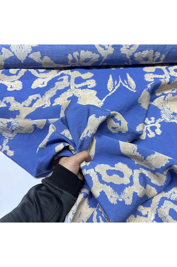 Dökümlü Modal Kumaş Ayrobin Desenli Çift En Mavi Renk (EN 150 CM) - 3