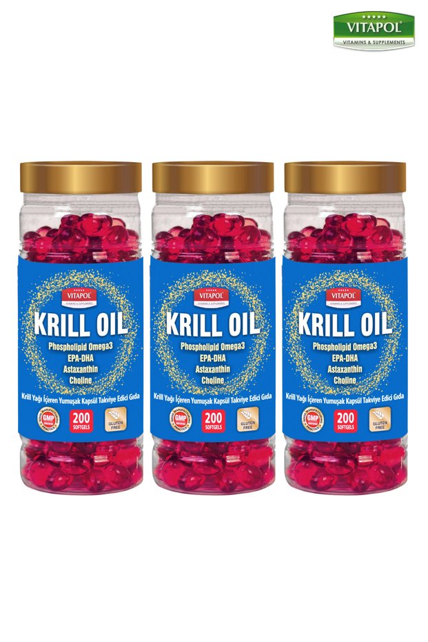 Krill Oil Complex Astaxanthin, Choline, Omega3, Epa Dha 200 Capsules 3 Pieces