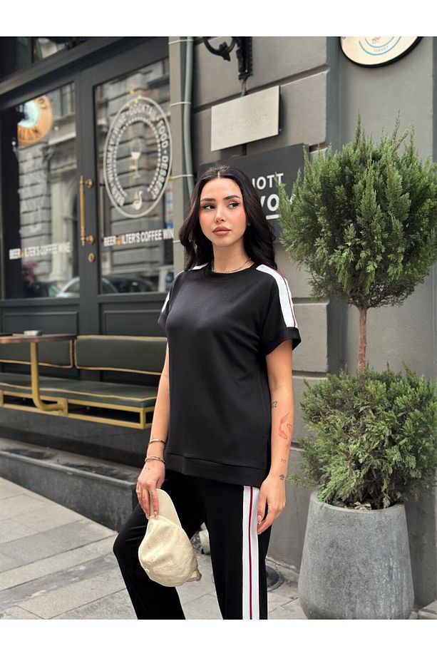 Modal Kumaş Şeritli Eşofman Takım - 1