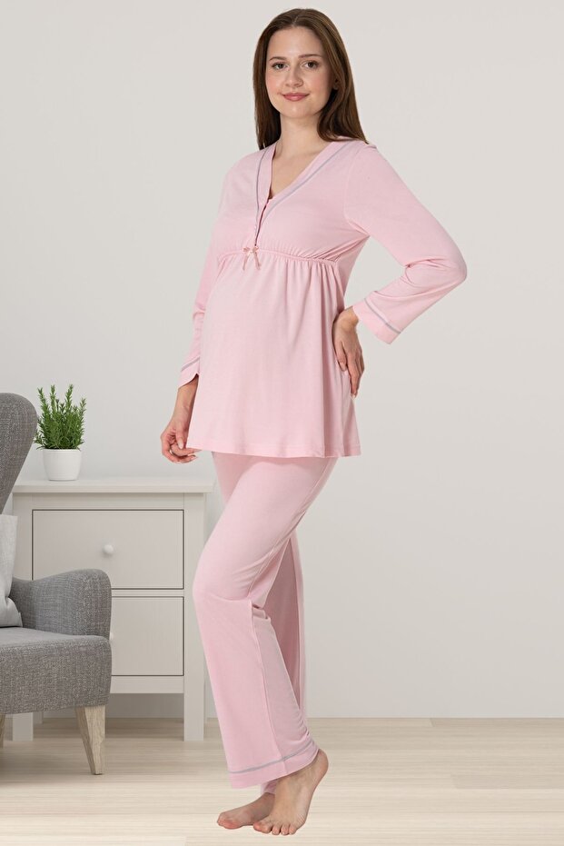 Effortt Pink Maternity Pajama Set