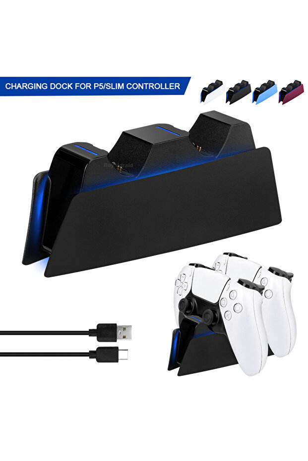 Black NEW Fast Dual Charging Station For PS5 Dual Wireless Game Controller Handle Charging Dock Stan - 1