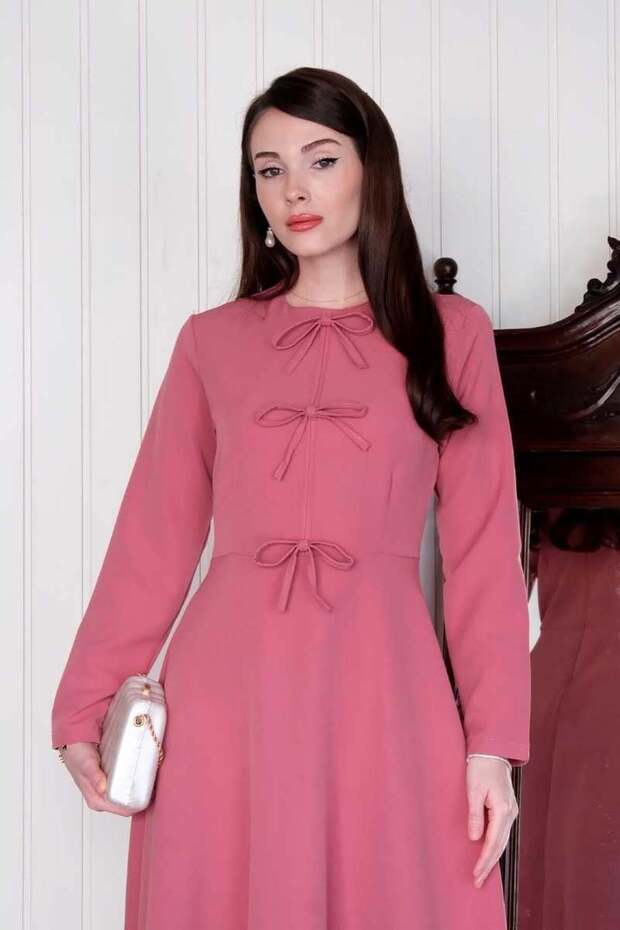 Rochie cu fundă roz - 4