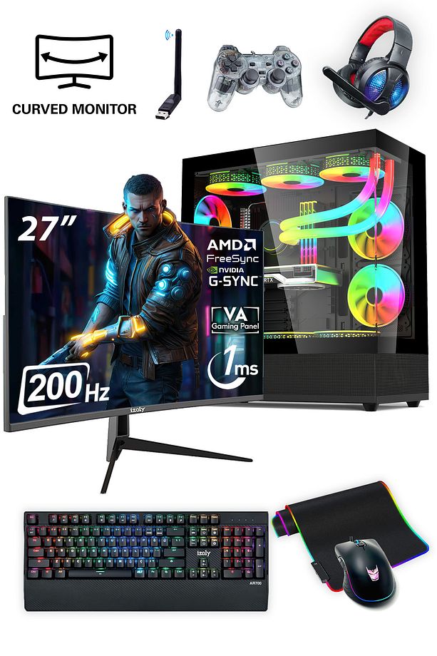 NextGen R5-C-X i5 14400F 32GB DDR5 1TB M.2 NVMe RTX 4060 8GB 27" 200HZ 240mm Masaüstü Bilgisayarı - 1