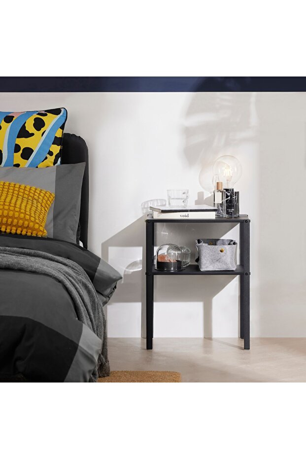 طاولة بجانب السرير، أسود، 42×34 سم - 2