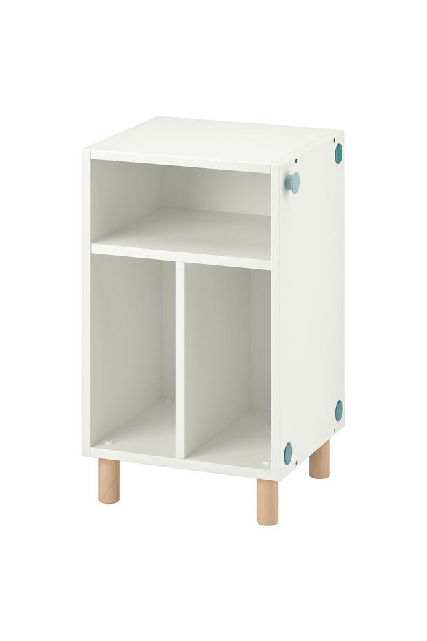 طاولة بجانب السرير/وحدة رفوف، باللون الأبيض - 1