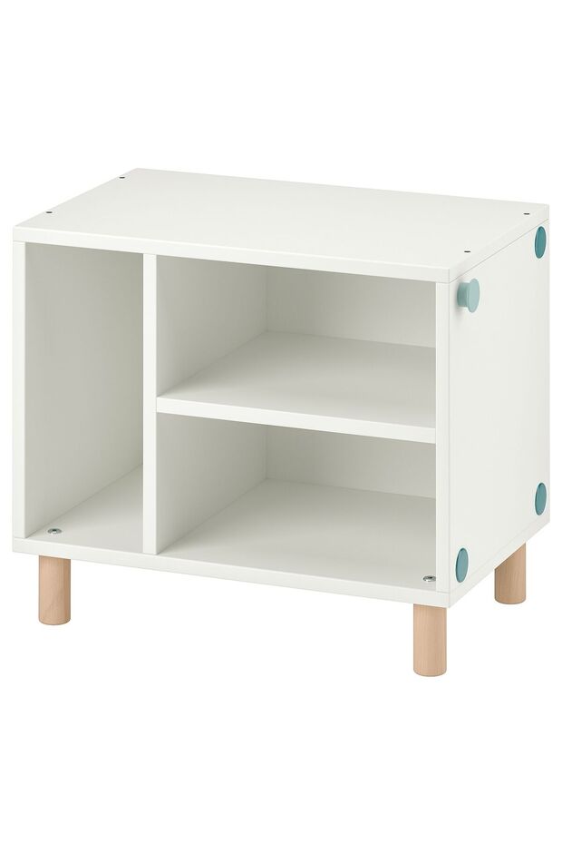 طاولة بجانب السرير/وحدة رفوف، باللون الأبيض - 7