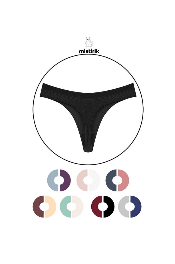 Paulo Model Fitilli String Pamuklu Tanga Esnek Model Siyah Renk - 2