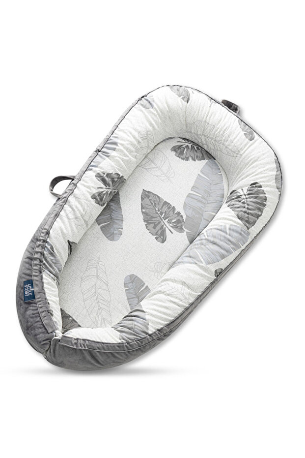 Soft Breathable Fiberfill Newborn Lounger Bed - Feather Grey