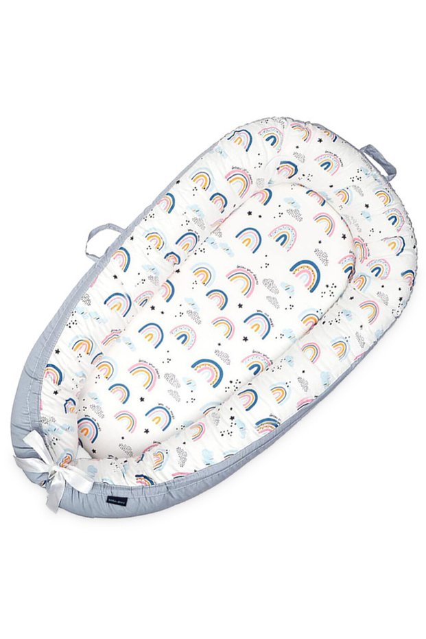 Soft Breathable Fiberfill Newborn Lounger Bed - Sunshine Grey