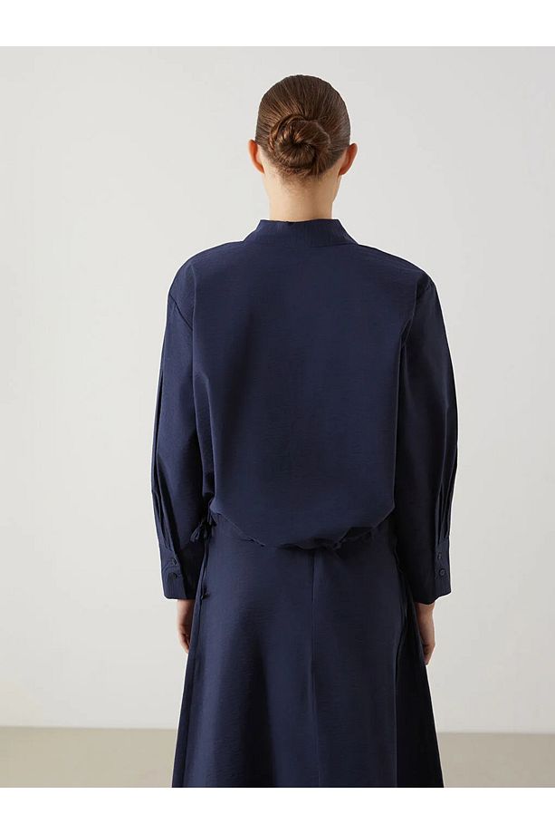 LCW Modest Lacivert Loose Fit Poplin Kadın Gömlek - 4