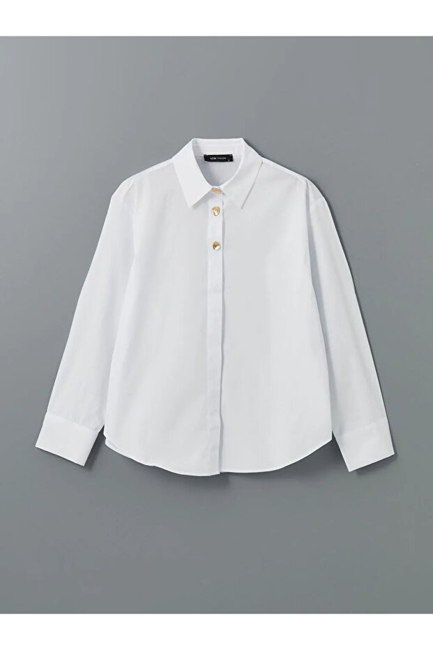 LCW Vision Ekru Loose Fit Kadın Gömlek - 1