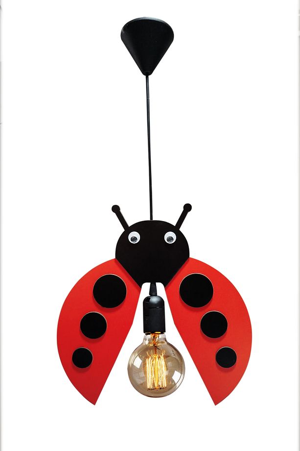 Ladybug Sevimli Uğur Böceği Sarkıt Avize Bebek Çocuk Odası  Modern  Dekoratif Rustik Tekli Avize - 7