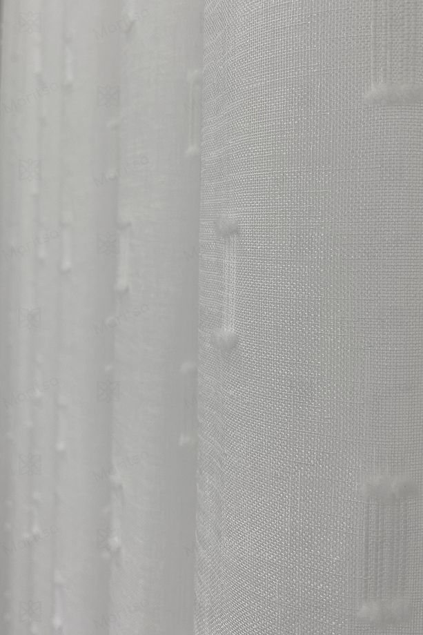 Tül Perde - İskandinav Serisi Bohem Helsa Desen Keten Zemine Pamuk İşleme Ekru Sık Pile(1x3) Curtain - 8