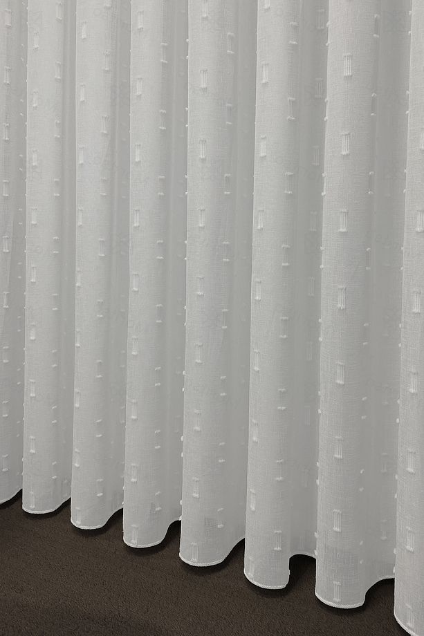 Tül Perde - İskandinav Serisi Bohem Helsa Desen Keten Zemine Pamuk İşleme Ekru Sık Pile(1x3) Curtain - 6