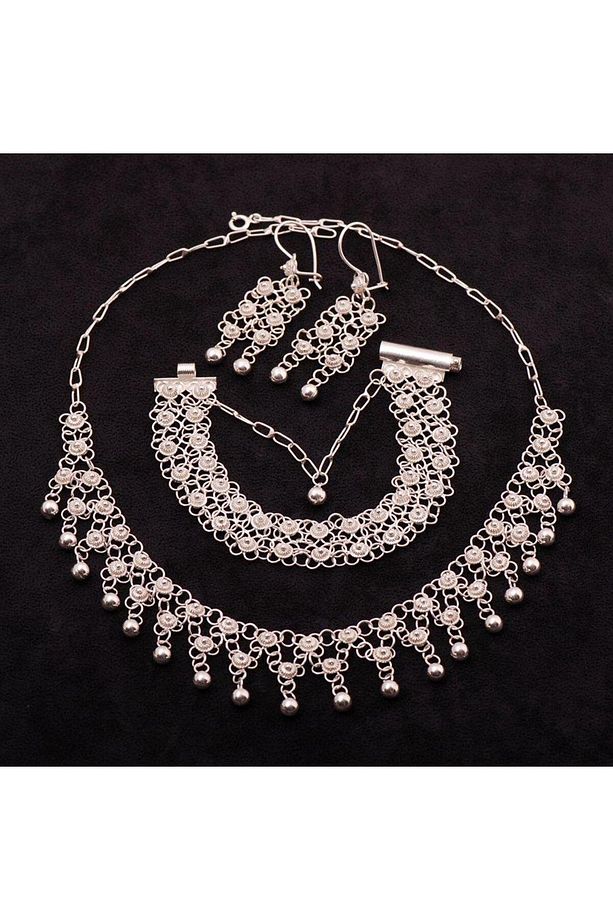 Yöresel Akıtma Kişniş Telkari Gümüş Set 1505 - 1