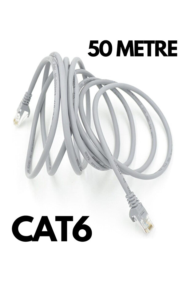 50 Metre Cat6 Ethernet Kablosu - 1000 Mbps Yüksek Hızlı Internet Rj45 Patch Ağ Kablosu - 1