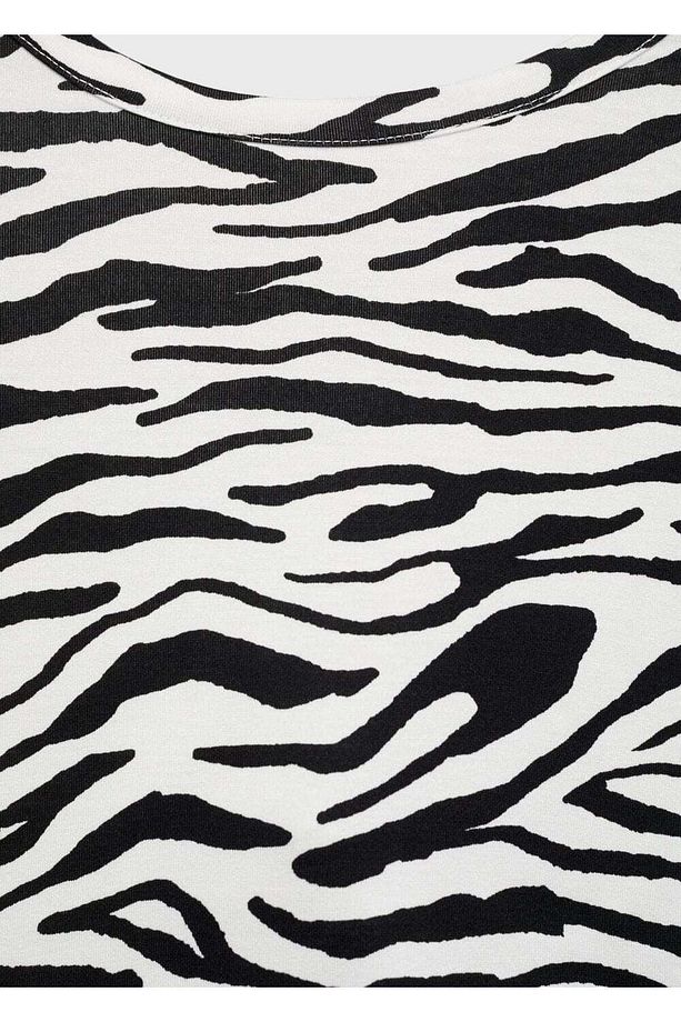 Zebra kesim midi elbise - 7