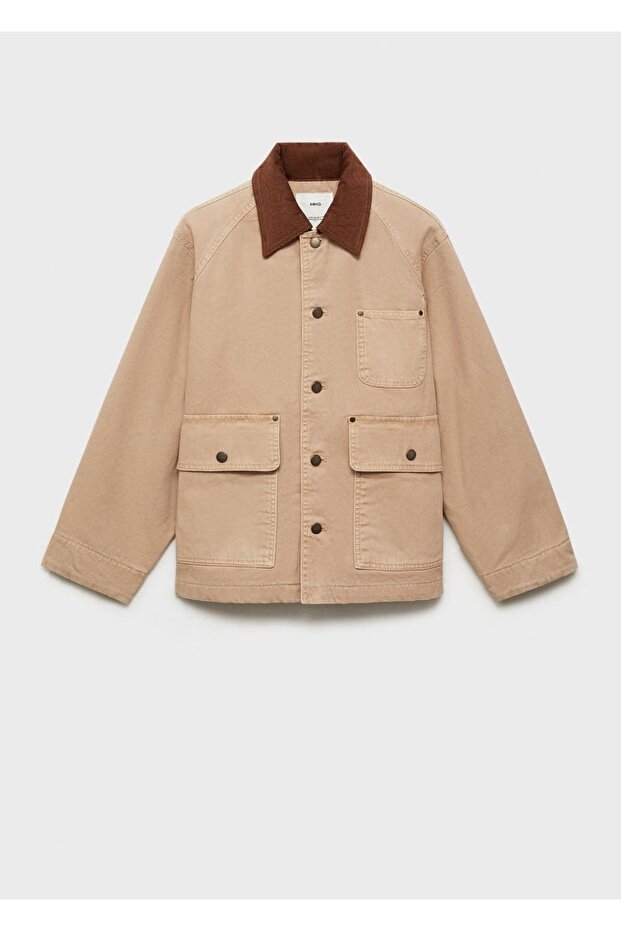 Kontrast yakalı denim parka - 3