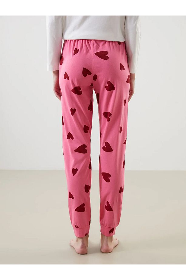 LCW DREAM Pembe Beli Lastikli Desenli Kadın Jogger Pijama Alt T T - 3