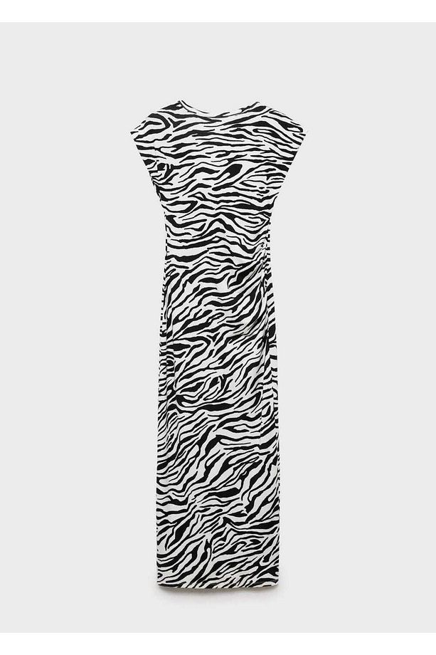 Zebra kesim midi elbise - 3