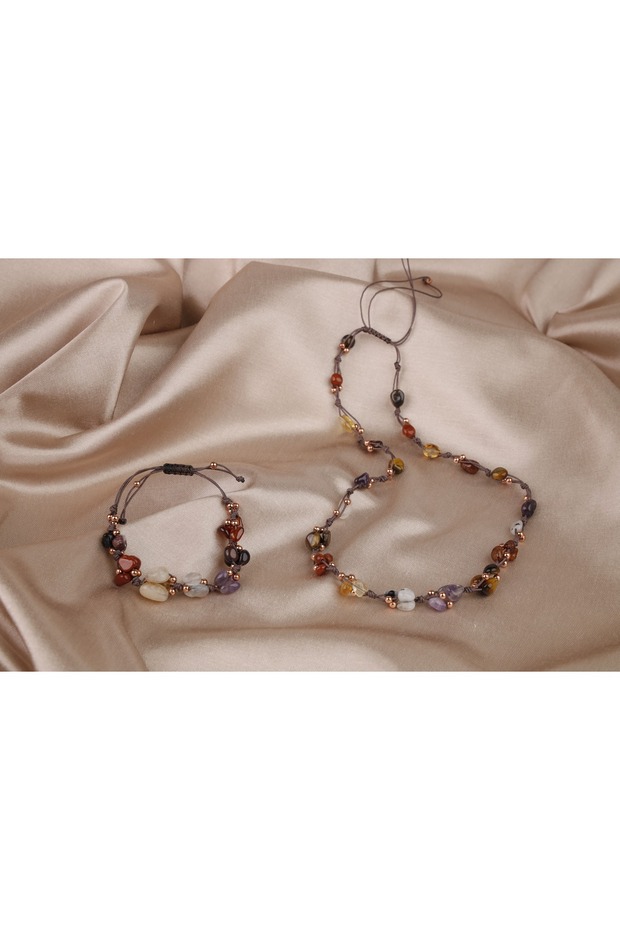 Scorpio Natural Stone Necklace and Bracelet, Genuine Stone, Necklace, Bracelet, Jewelry Set