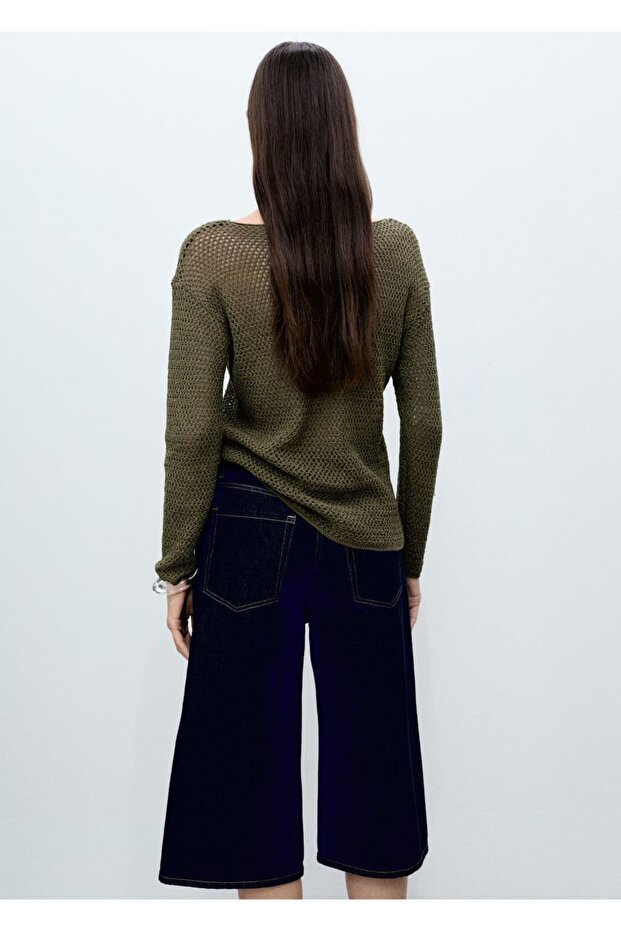 Durchbrochener Strickpullover mit U-Boot-Ausschnitt - 4