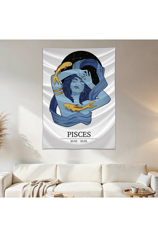 Pisces Wall Drape Wall Tapestry First Quality Satin Fabric Poster