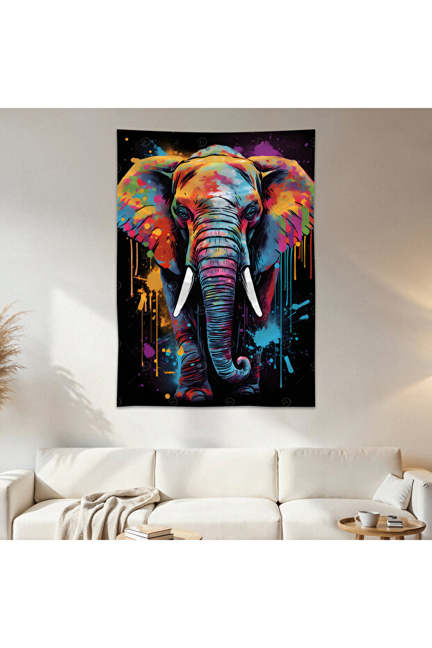 Colorful Elephant Wall Cloth Wall Tapestry First Quality Satin Fabric Poster