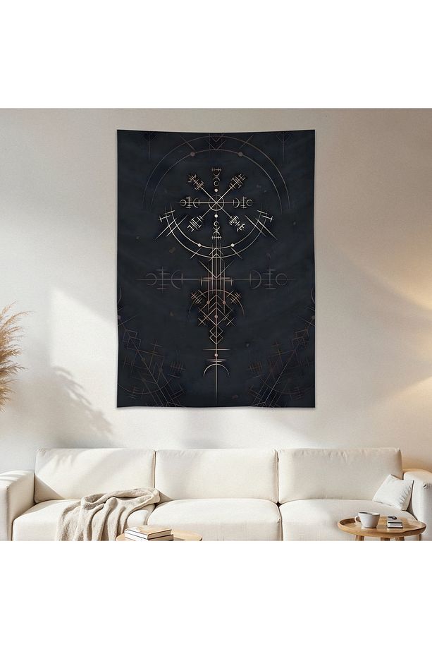 Viking Sembol Duvar Örtüsü Duvar Halısı Birinci Kalite Saten Kumaş Poster - 1