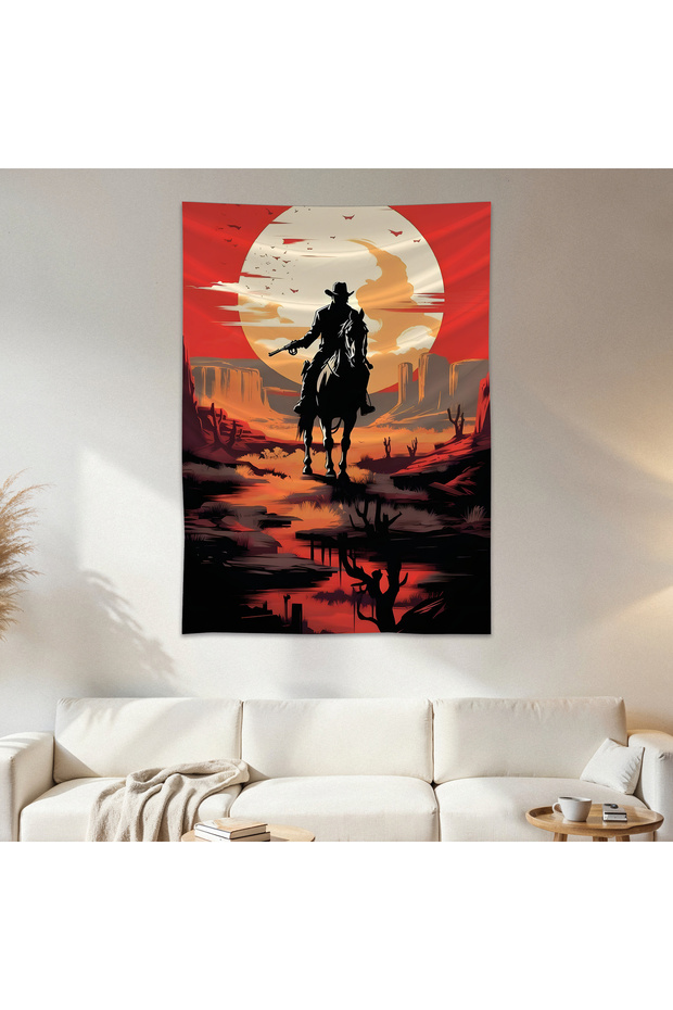 Game Cowboy Wall Cloth Wall Tapestry First Quality Satin Fabric Poster
