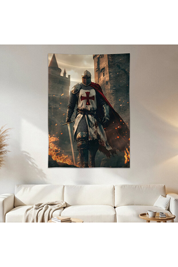 Knight Wall Drape Wall Tapestry First Quality Satin Fabric Poster