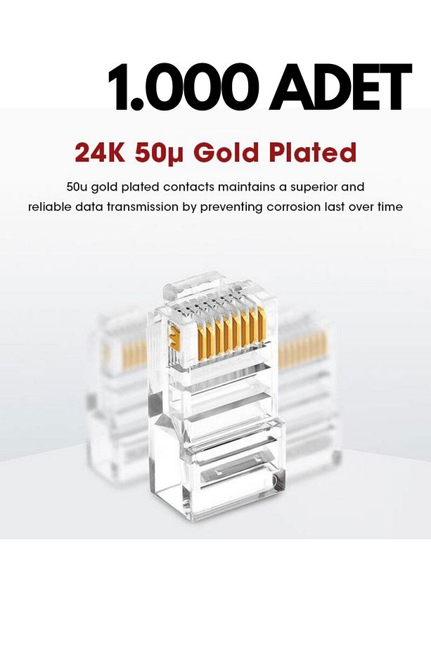 1000'li Rj45 Cat5/cat6 Ethernet Kablo Konnektörü – 8p8c Utp Soket Jak Uçları - 1