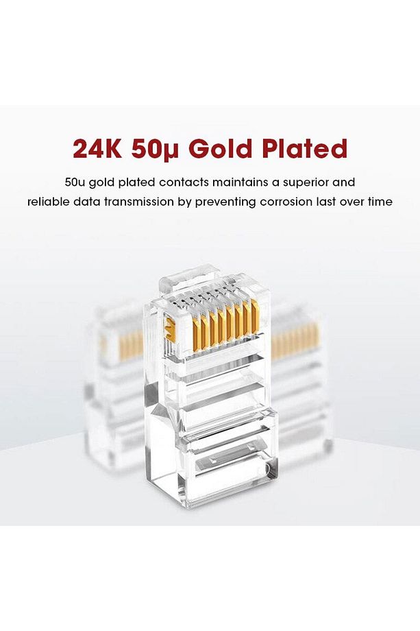 100 Adet Rj45 Cat5 /cat6 Ethernet Kablo Konnektörü – 8p8c Utp Soket Jak Uçları - 3
