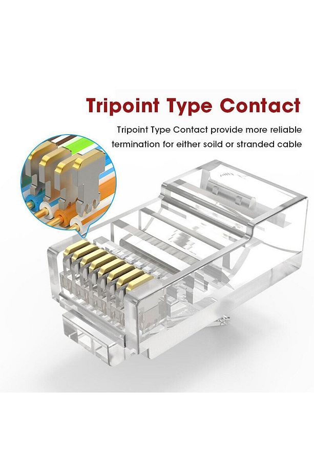 100 Adet Rj45 Cat5 /cat6 Ethernet Kablo Konnektörü – 8p8c Utp Soket Jak Uçları - 2