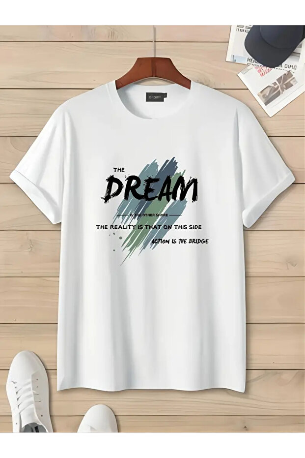 تي شيرت كبير الحجم مطبوع عليه Dream للجنسين