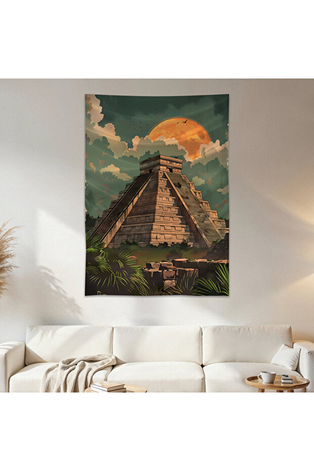 Chinese Temple Wall Cloth Wall Tapestry First Quality Satin Fabric Poster