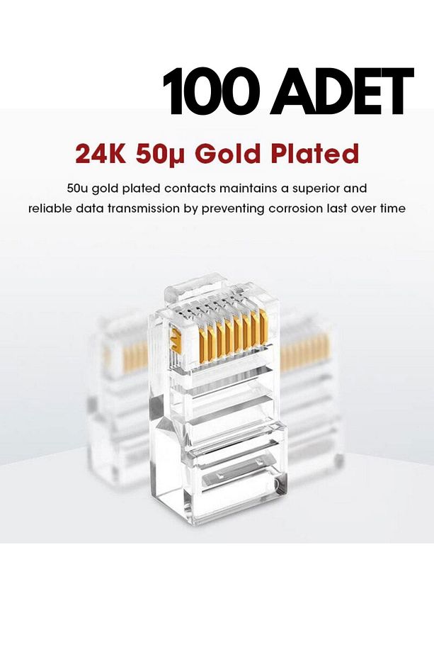 100'lü Rj45 Cat5/cat6 Ethernet Kablo Konnektörü – 8p8c Utp Soket Jak Uçları - 1