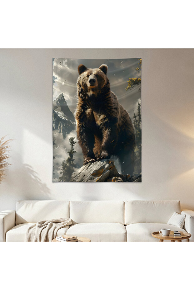 Large Bear Wall Cloth Wall Tapestry First Quality Satin Fabric Poster