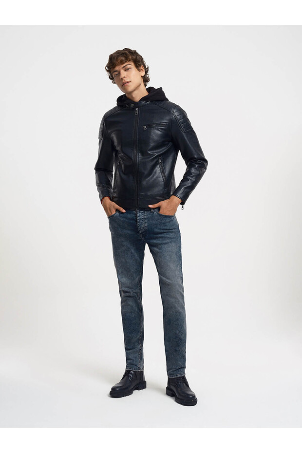 Lf 2033246 kapüşonlu deri ceket - 3