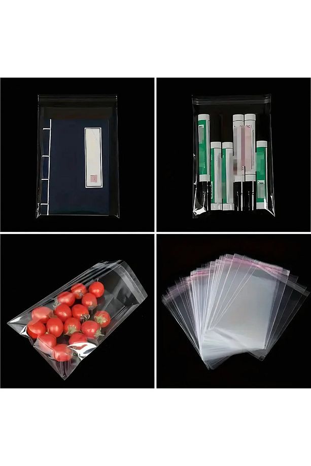 50 Adet 20x35 Cm Bantlı Yapışkanlı Şeffaf OPP Jelatin Poşet ( 20X30+5) - 1